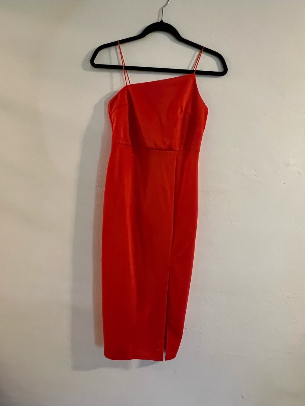 Orange Asymmetric Slip Midi Dress - Classic Women's Dress